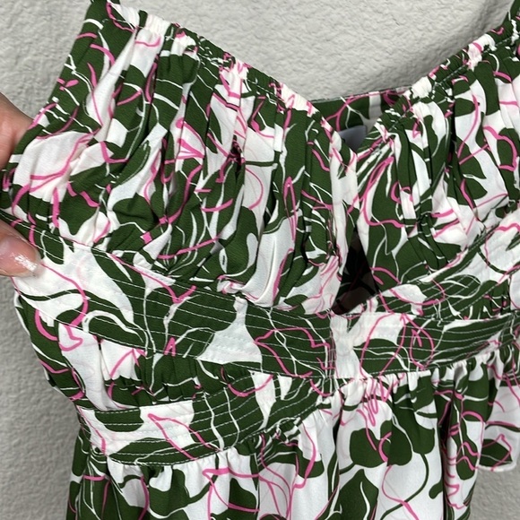 New Parker Floral Print Peplum Cami Top Keyhole Cut Out Tropical Sz 0 - Picture 6 of 14